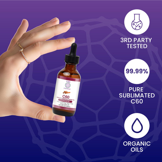 C60 Purple Power dropper inside view for precise dosage.