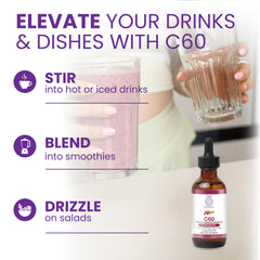 C60 Purple Power organic MCT coconut oil label close-up shows purity.