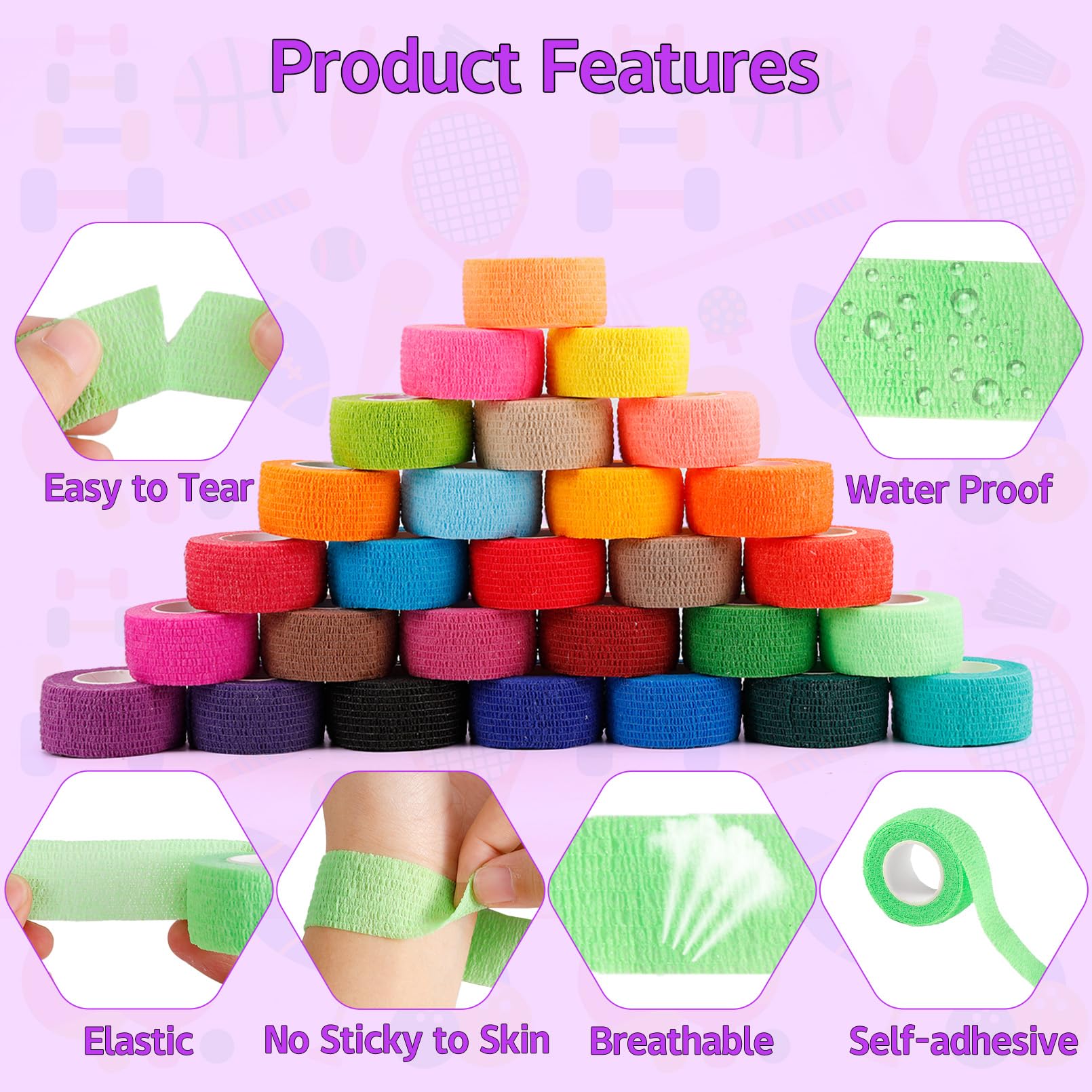 CACASO self-adherent wrap sticks to itself, not to skin or hair, for gentle removal.
