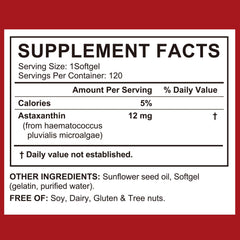 Cacukn Astaxanthin product label with purity testing badge signaling quality.