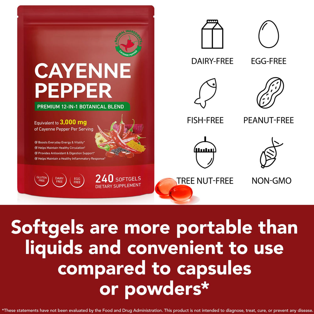 Cacukn Cayenne Pepper Capsules packaging shot for easy daily dosing and value.