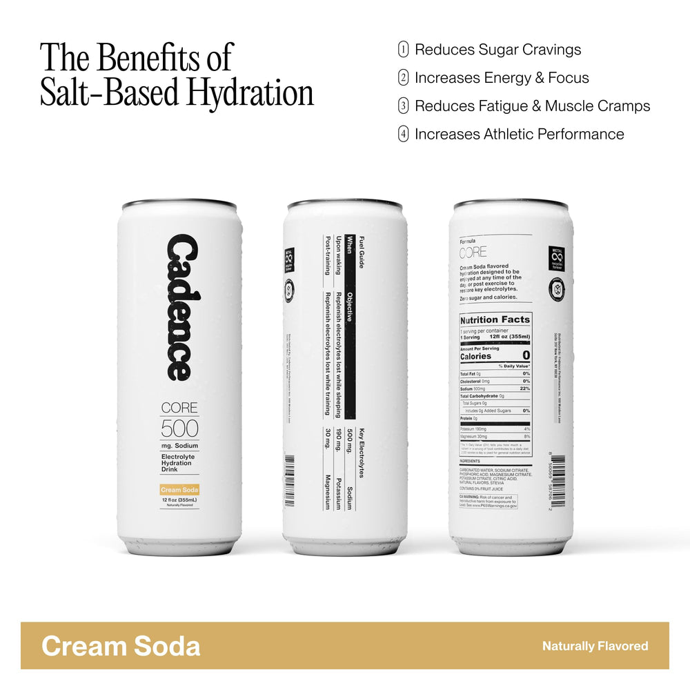Cadence Cream Soda pack shot, convenient electrolyte variety for on-the-go days.