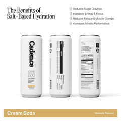 Cadence Cream Soda pack shot, convenient electrolyte variety for on-the-go days.