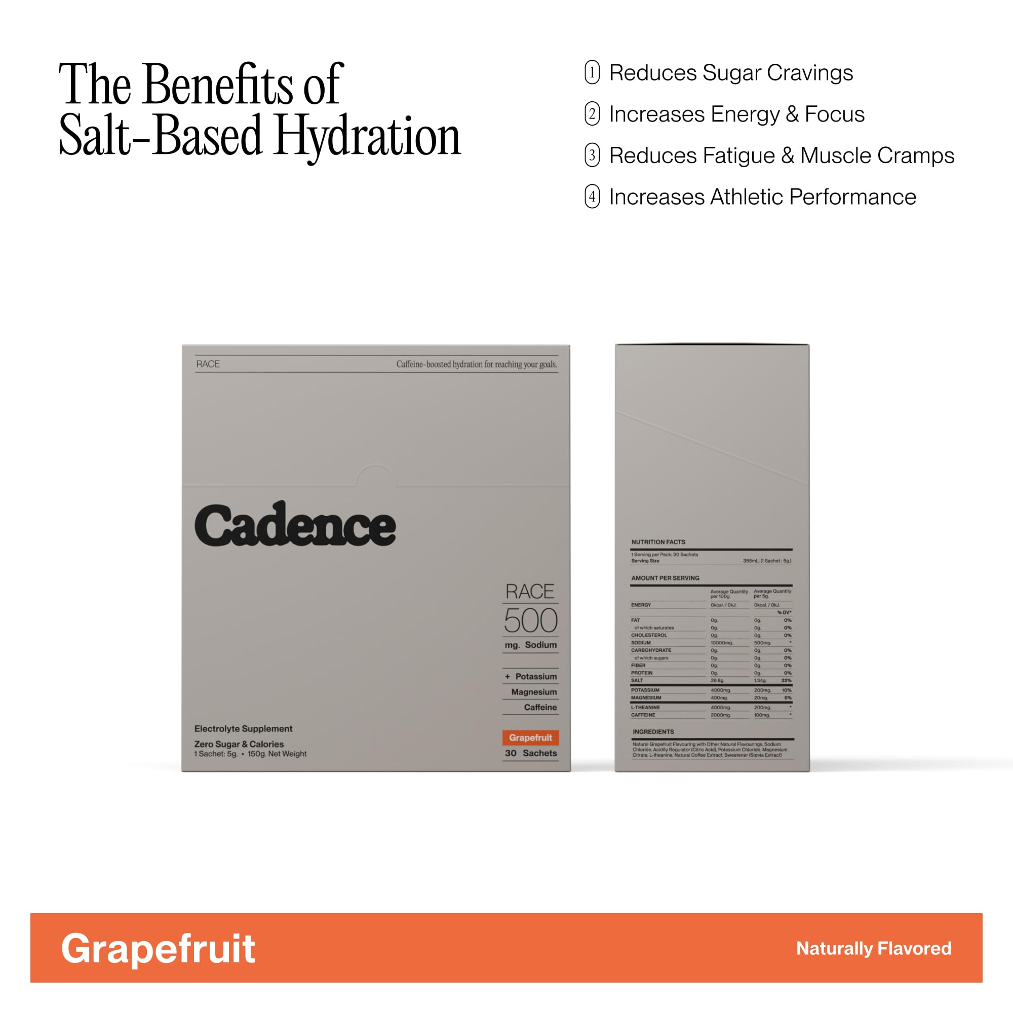 Cadence Race Energy Grapefruit dissolving in water for fast hydration.