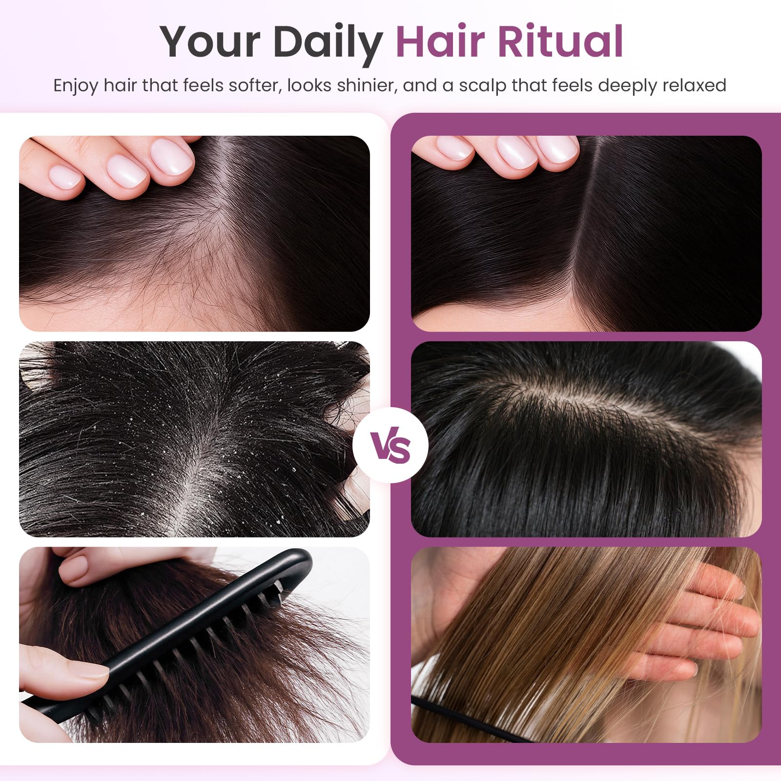 Caelgrata six-in-one massager provides calm scalp massage and detangling support.