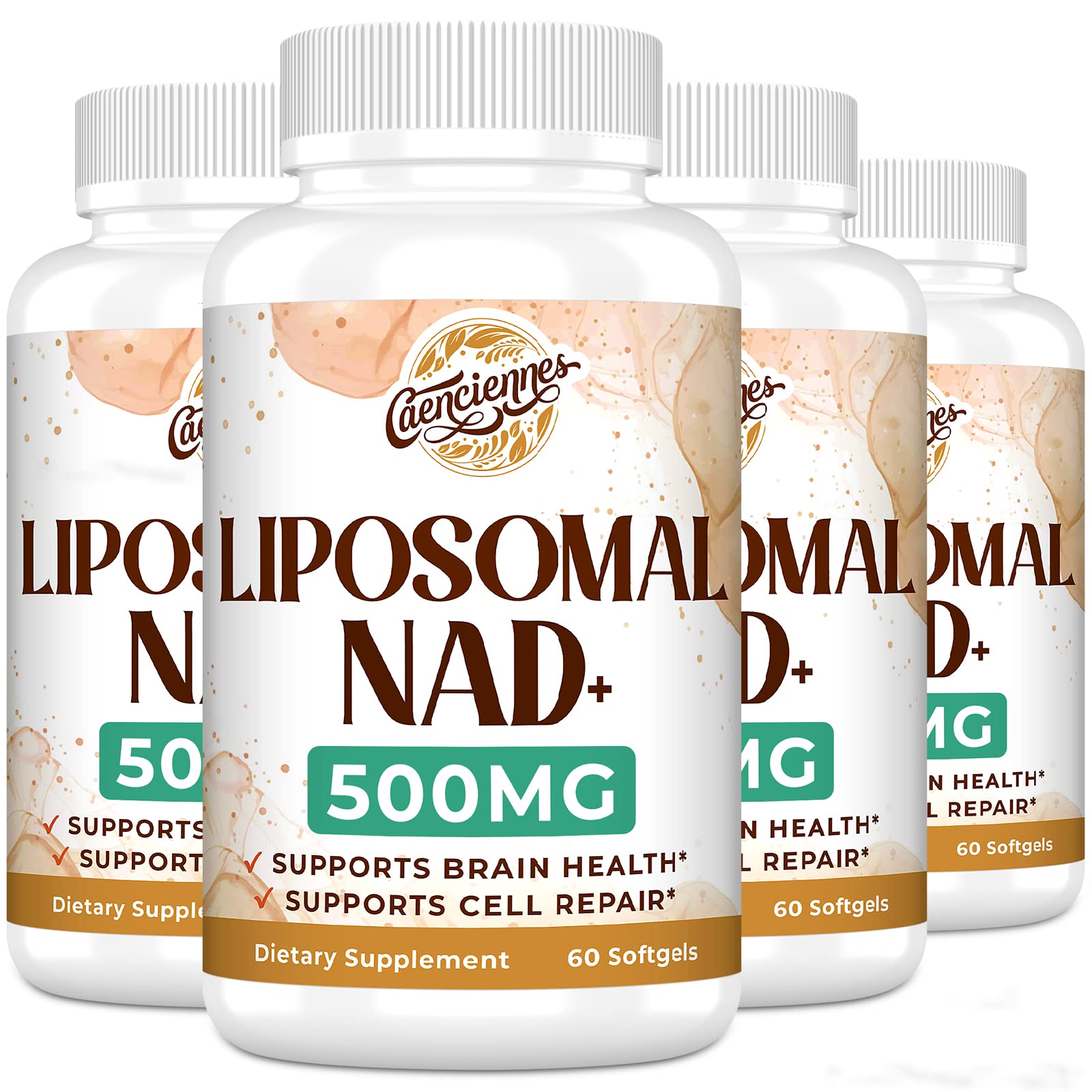 Caenciennes Liposomal NAD+ bottle on shelf highlighting easy daily energy support