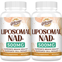 Caenciennes Liposomal NAD+ 500 mg bottle highlighting advanced absorption for daily energy support.