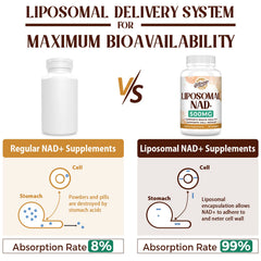 Caenciennes Liposomal NAD+ label closeup, true NAD+ formulation for cellular energy.