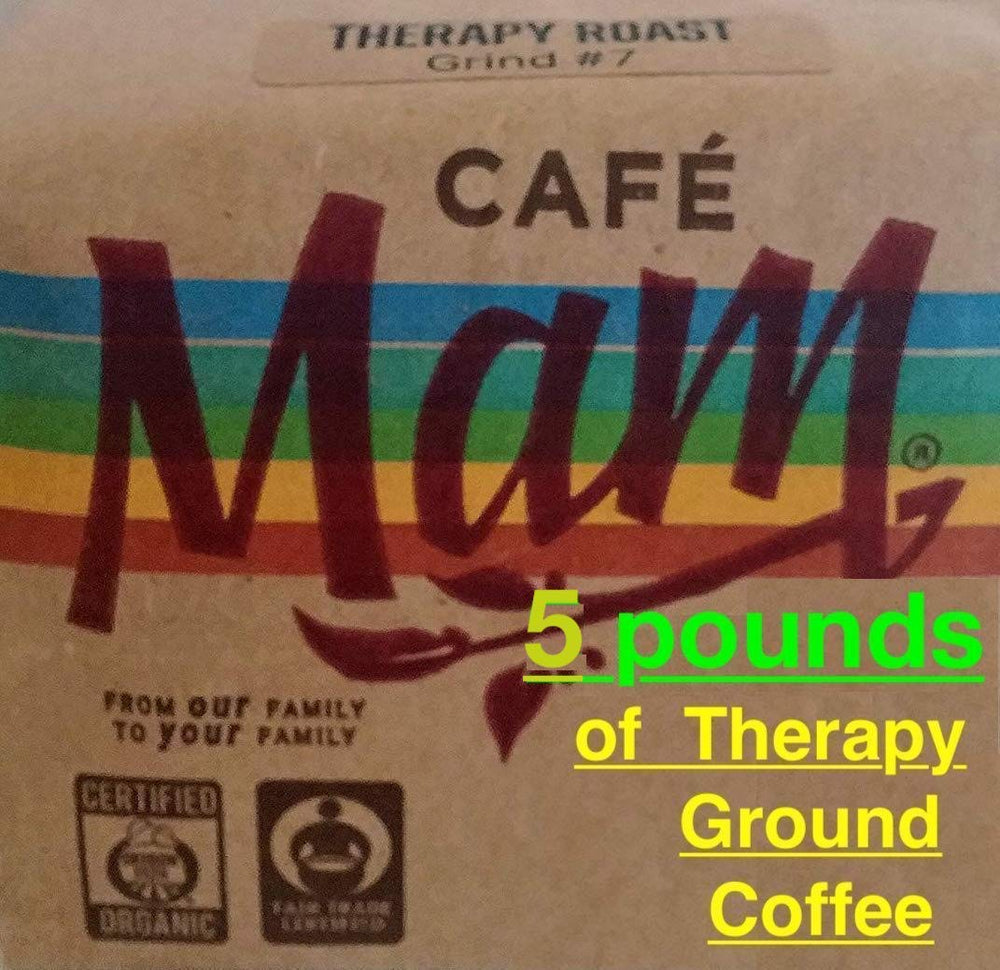 Cafe Mam Enema Coffee 5 lb organic bag highlighting organic and fair-trade sourcing