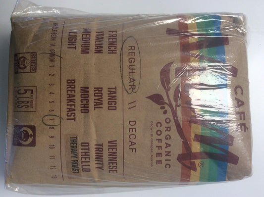 Cafe Mam Enema Coffee packaging side view showing sustainable origins