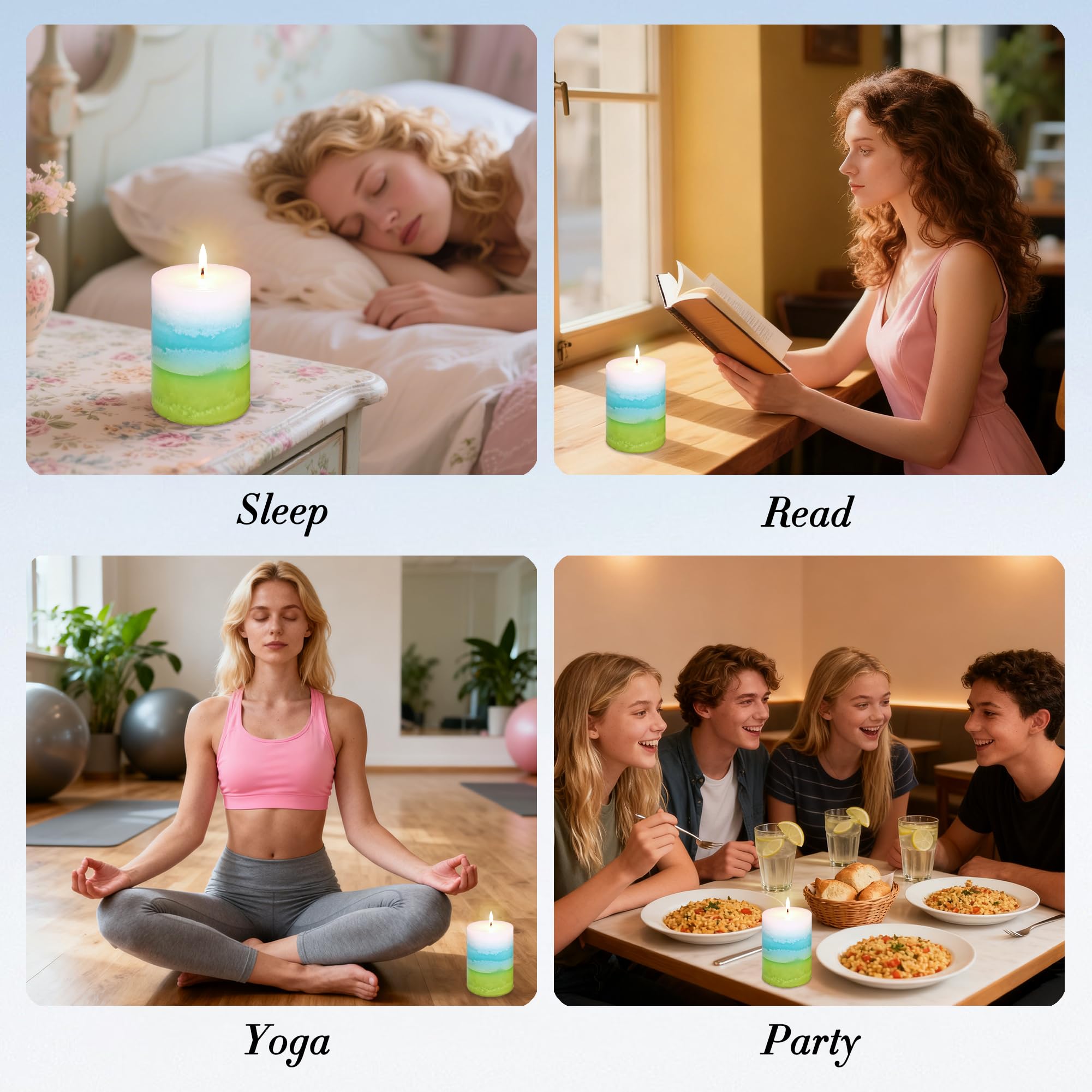 Mint fragrance supports refreshing atmosphere during yoga or relaxing evenings at home.