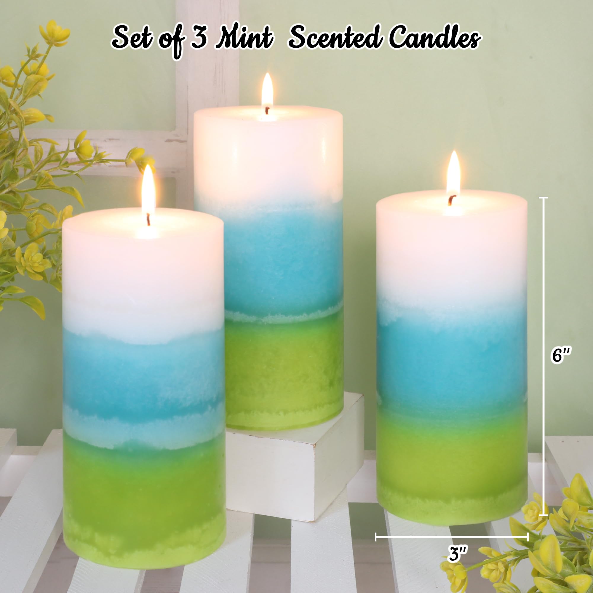 Cafemoon mint scented candle lit glow in cozy setting.