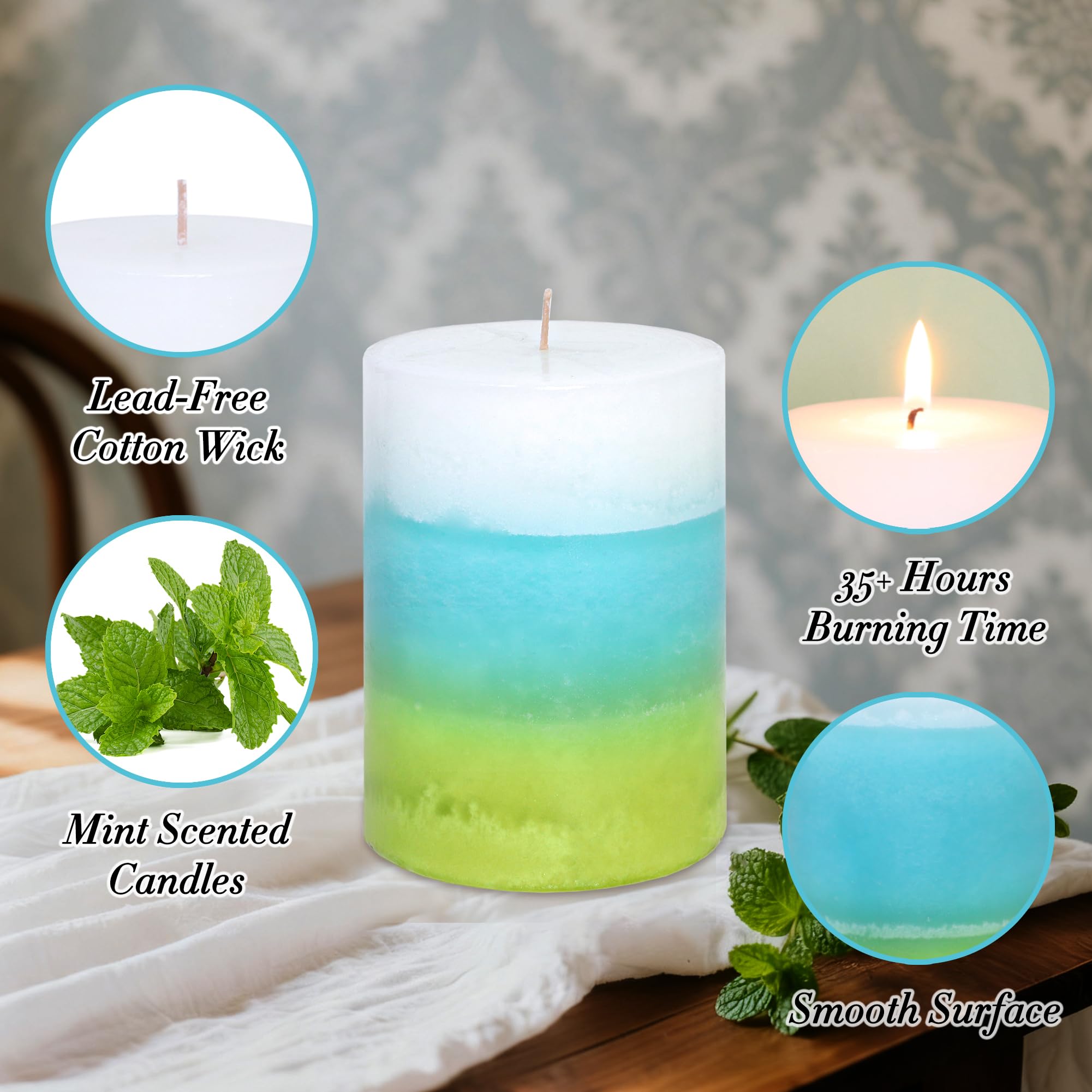 Cafemoon mint candle adds calm ambiance to living room or meditation corner.