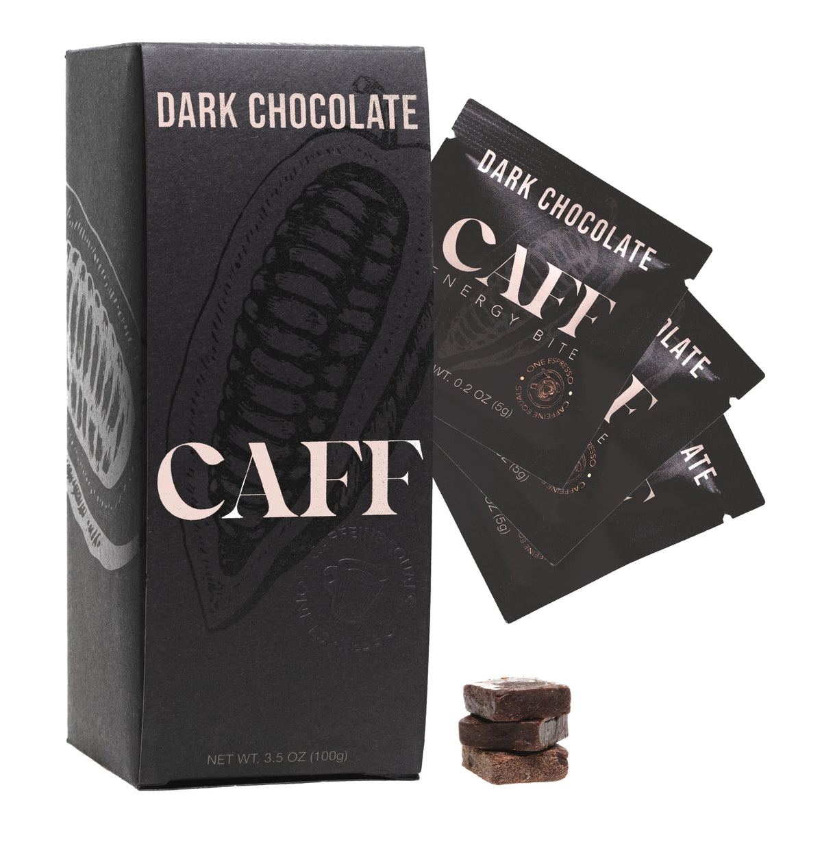 CAFF energy bites packaging front, ideal for on-the-go clean energy.