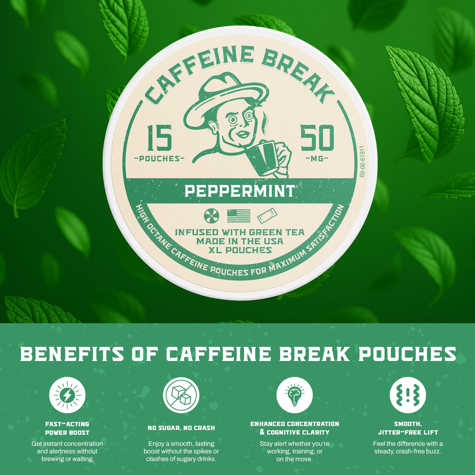 Caffeine Break xl pouch packaging emphasizes larger size and longer-lasting kick