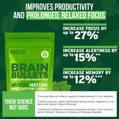 Caffeine Bullet mint matcha chew unwrapped, low-calorie snacking for focus.