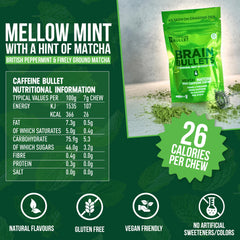 Caffeine Bullet L-Theanine 160mg per chew, smoother energy.