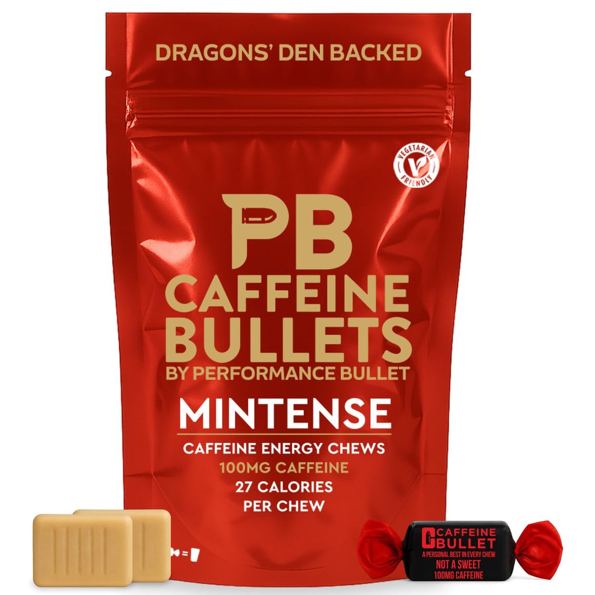 Caffeine Bullet Mint Energy Chews pack shown for a quick energy boost on the go.