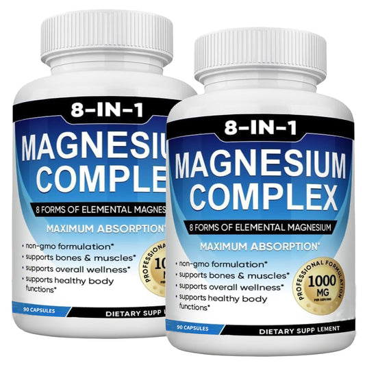 Caicieter Magnesium Complex bottle front with eight-form blend for support