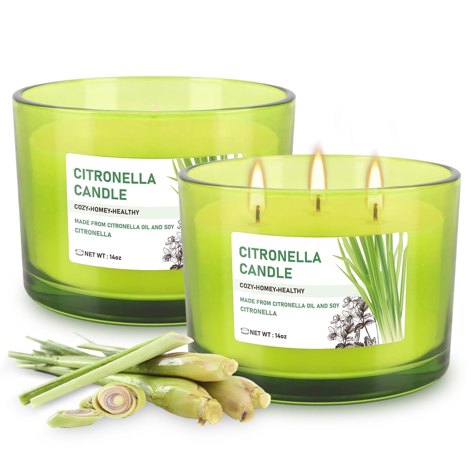 CAKETYCG soy-wax lemongrass formula candle for tranquil outdoor spaces.