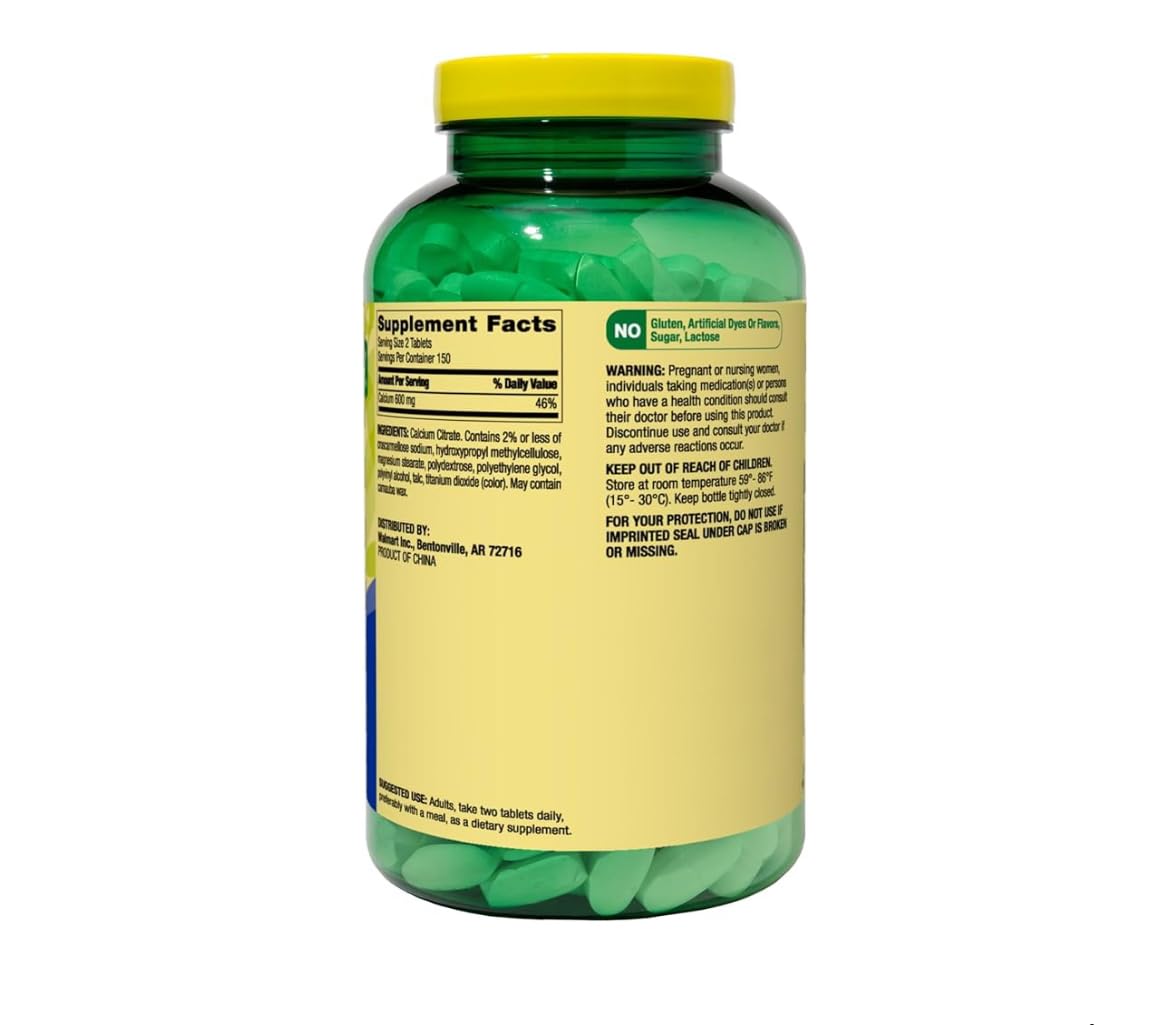 Calcium Citrate Supplement bottle on a kitchen counter for daily use