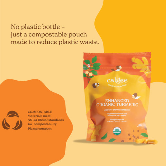 Calgee curcumin capsules with black pepper for better absorption.