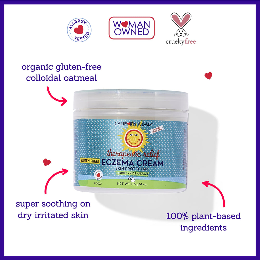California Baby Eczema Cream texture swatch emphasizing gentle, steroid-free hydration