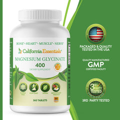 California Essentials Magnesium Glycinate 400 pour bottle for daily use.