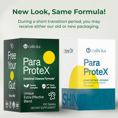 Calivita ParaProteX capsules pouring to show dosing texture