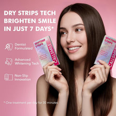 Callsmile Teeth Whitening Strips On Teeth shows thin flexible strips in place