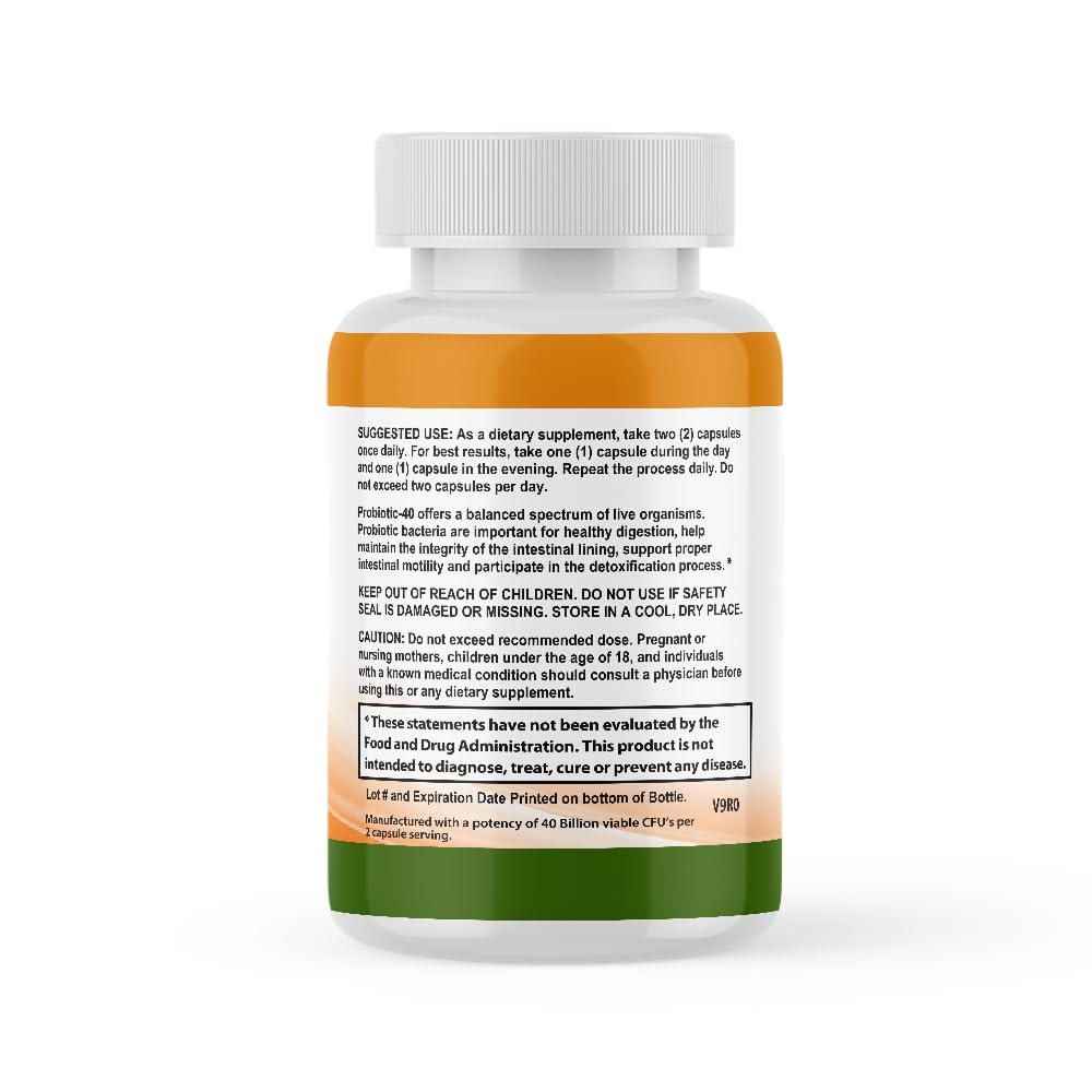 CALMING BLENDS probiotic 40b cfu bottle front emphasizes potent gut-friendly probiotic support.