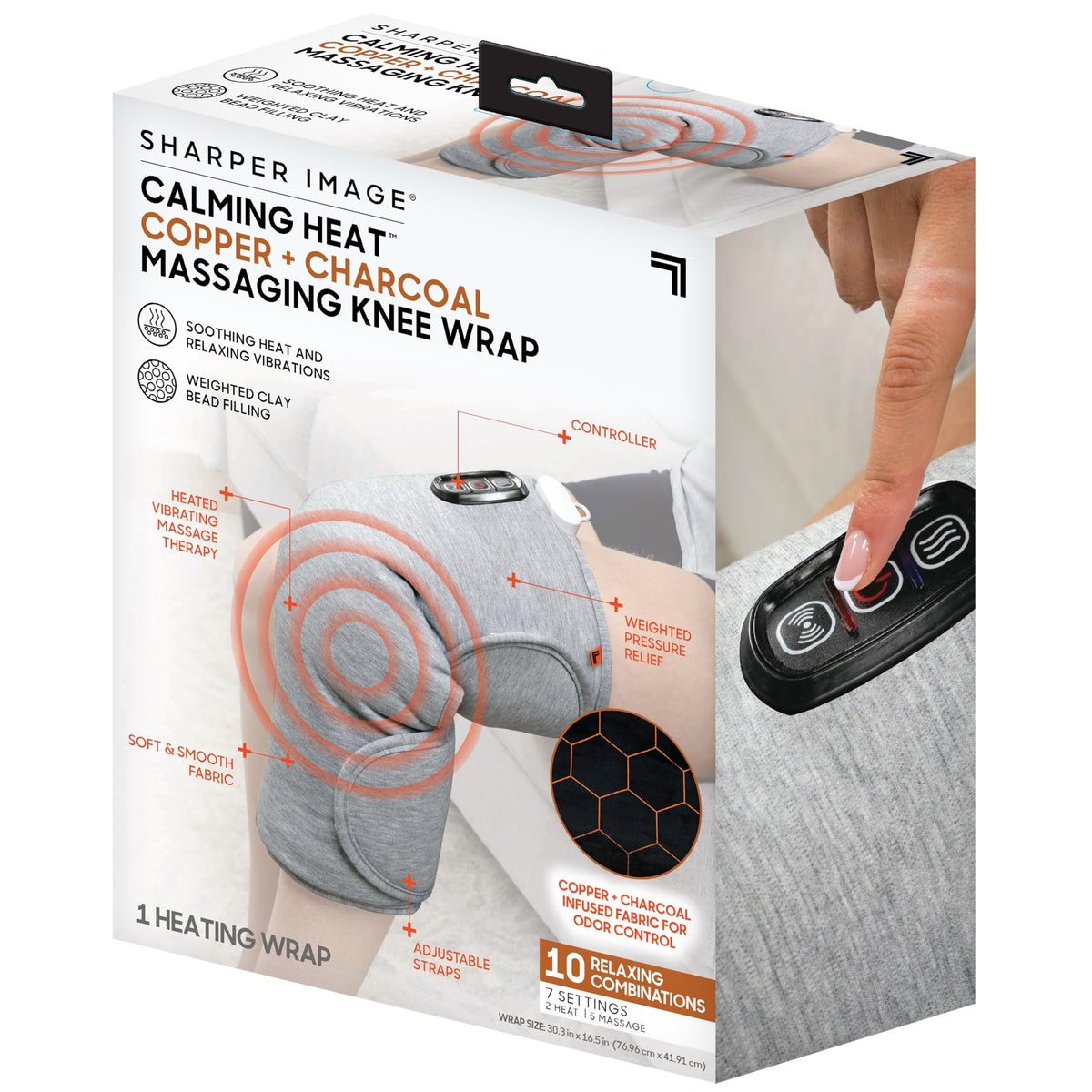 Calming Comfort Calming Heat Knee Wrap closed for a secure, targeted fit