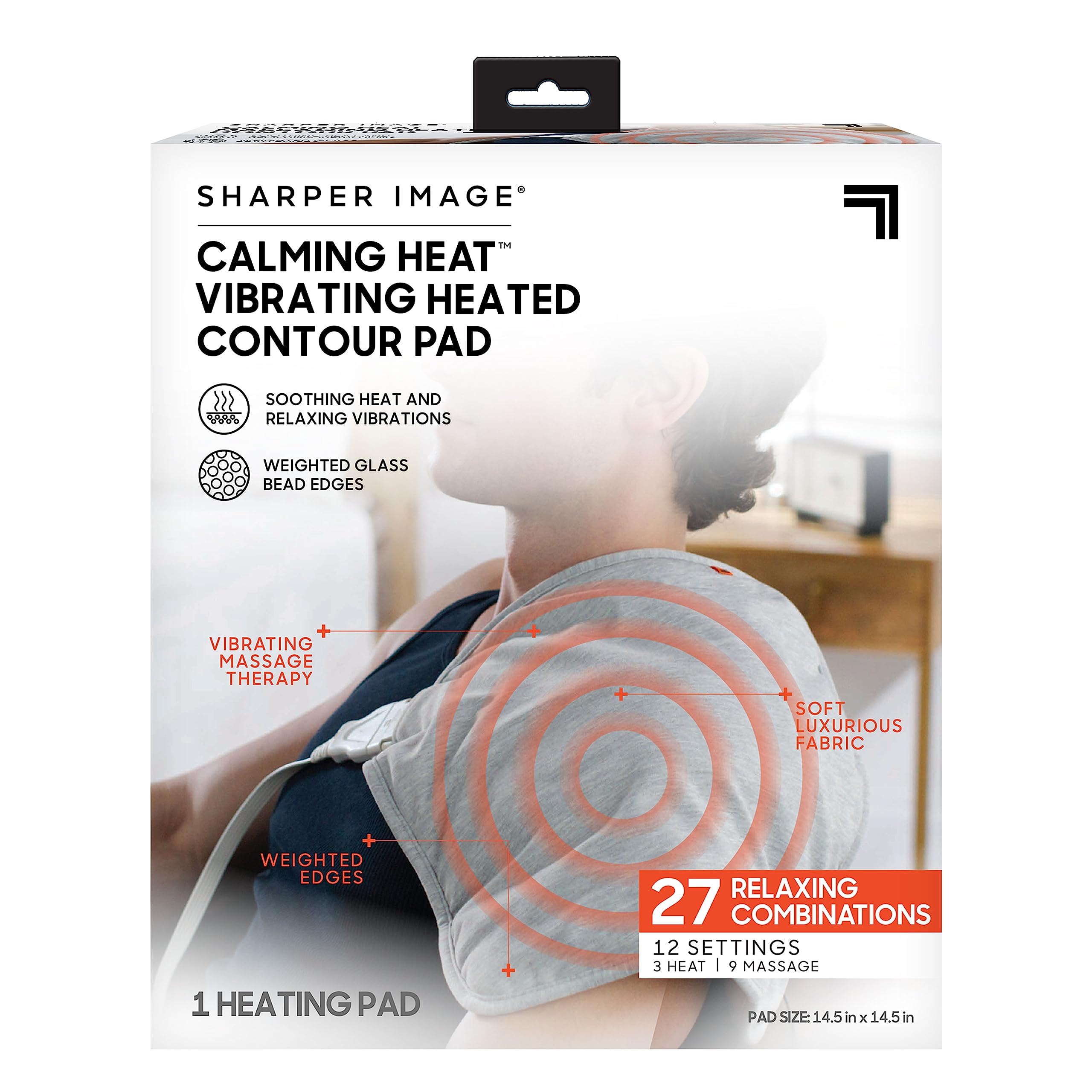 Calming Comfort pad front view shows weighted edges for focused heat relief