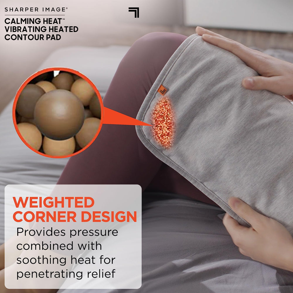 Calming Comfort pad weighted edges stay in place for steady heat transfer