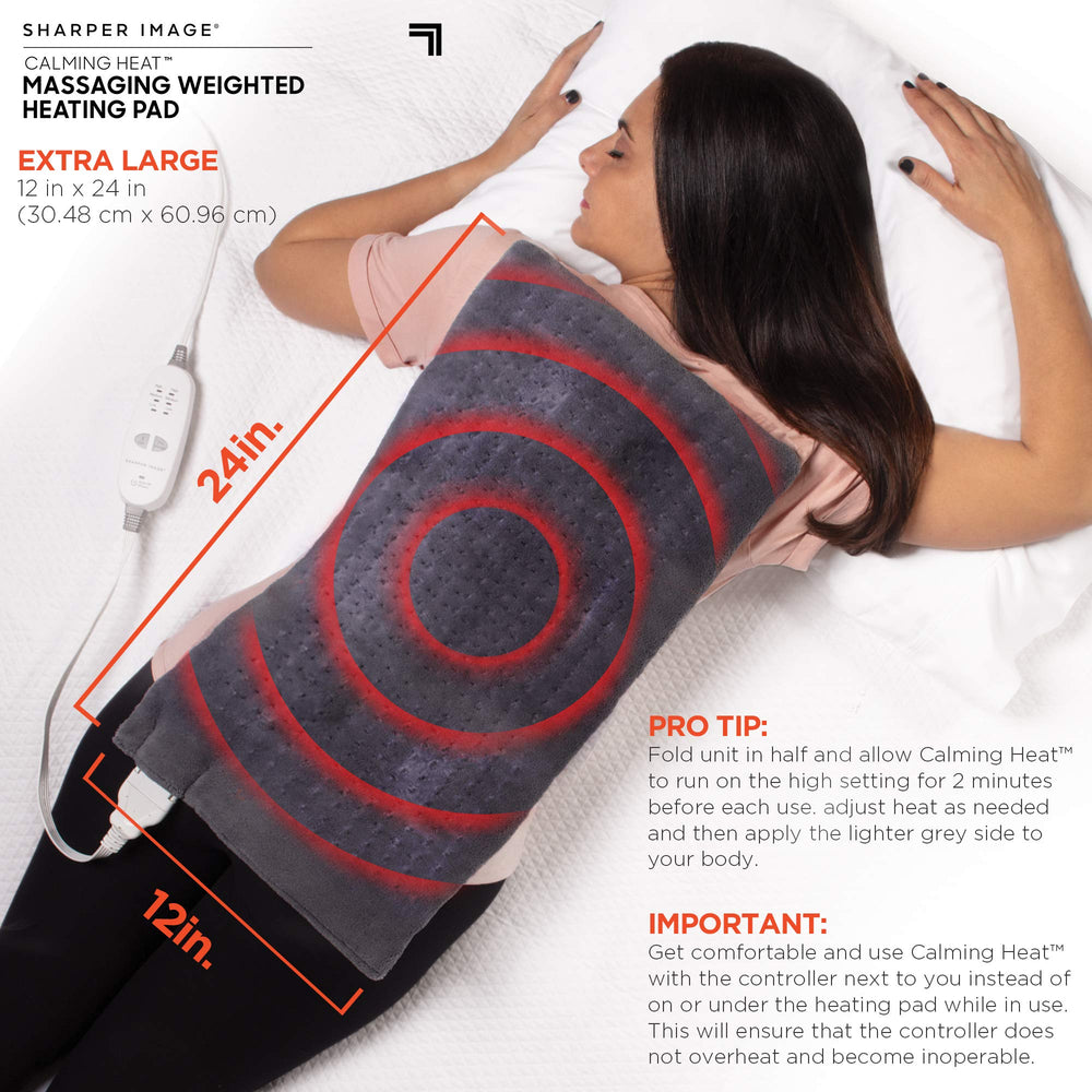 User wearing the pad on the back for versatile home relief