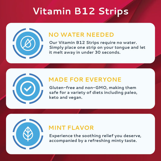 CALMOUR B12 Strips dissolve under tongue without water needed