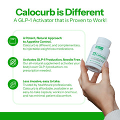 Calocurb packaging box displaying US-made badge and natural ingredients.