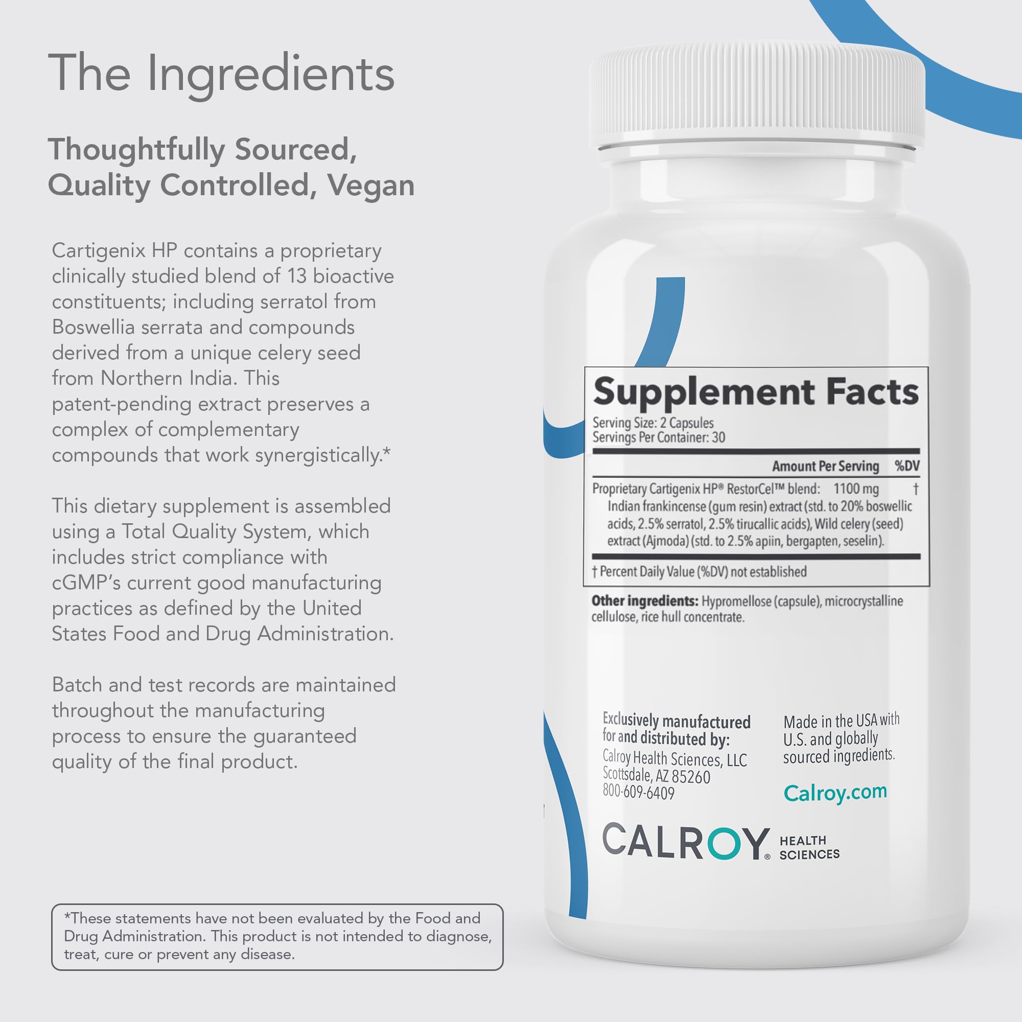 Label detail emphasizing clinically studied joint support ingredients.