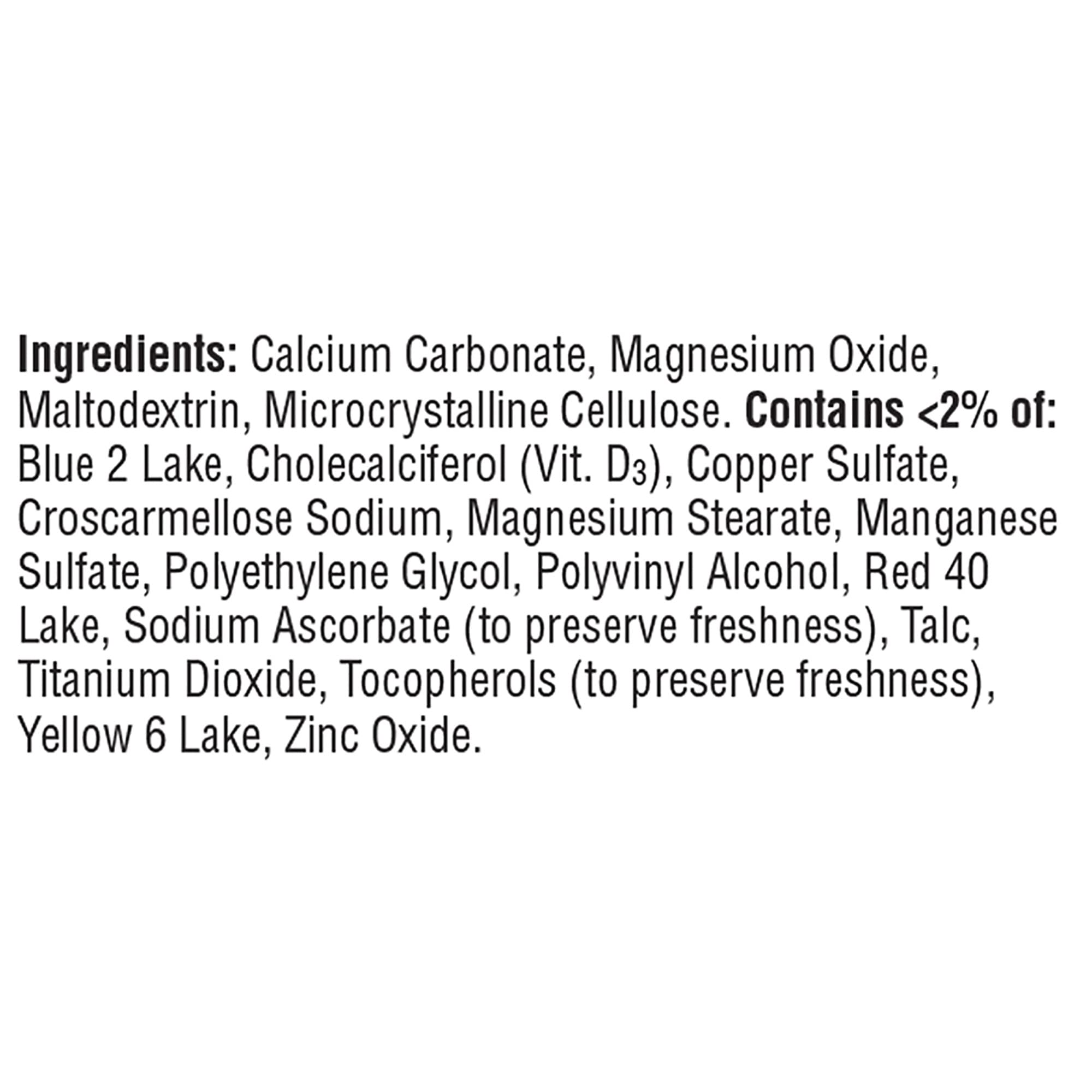 Caltrate Minis dosage guide illustration showing serving size.