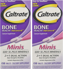 Caltrate Minis minerals two-pack bottle, convenient daily mineral support.