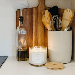 Ambient living room scene with Calyan Vetiver & Tonka for room ambiance.