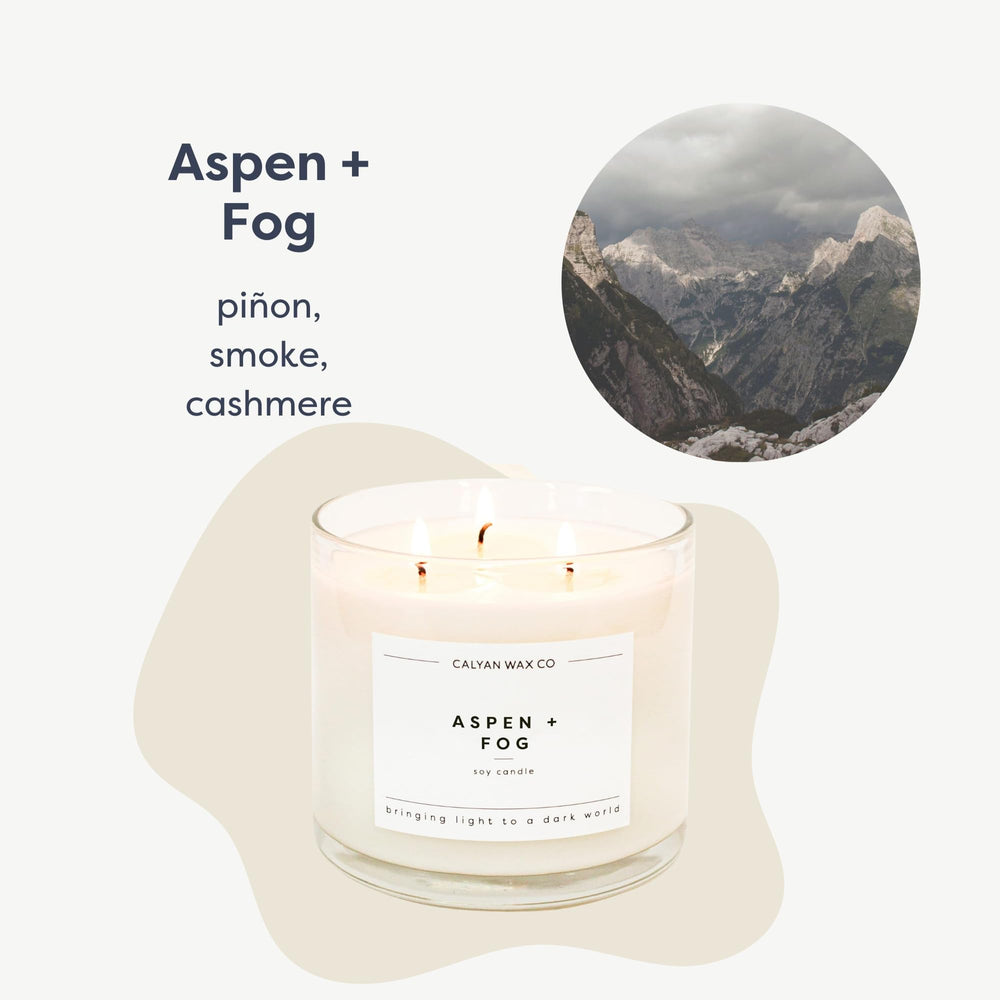 Close-up of Aspen & Fog soy wax with three cotton wicks.