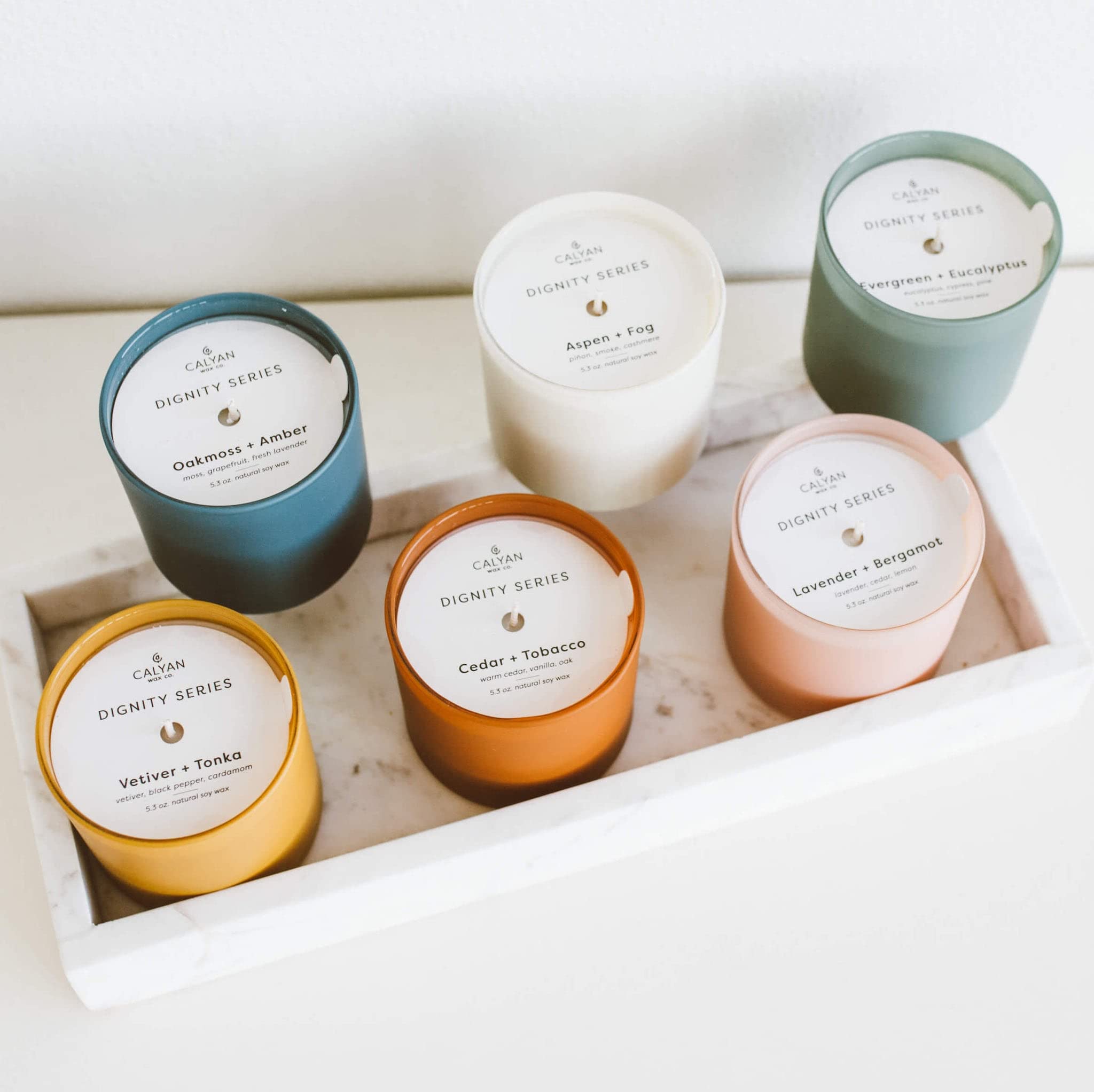 Calyan Wax Co. Evergreen & Eucalyptus candle crisp and refreshing