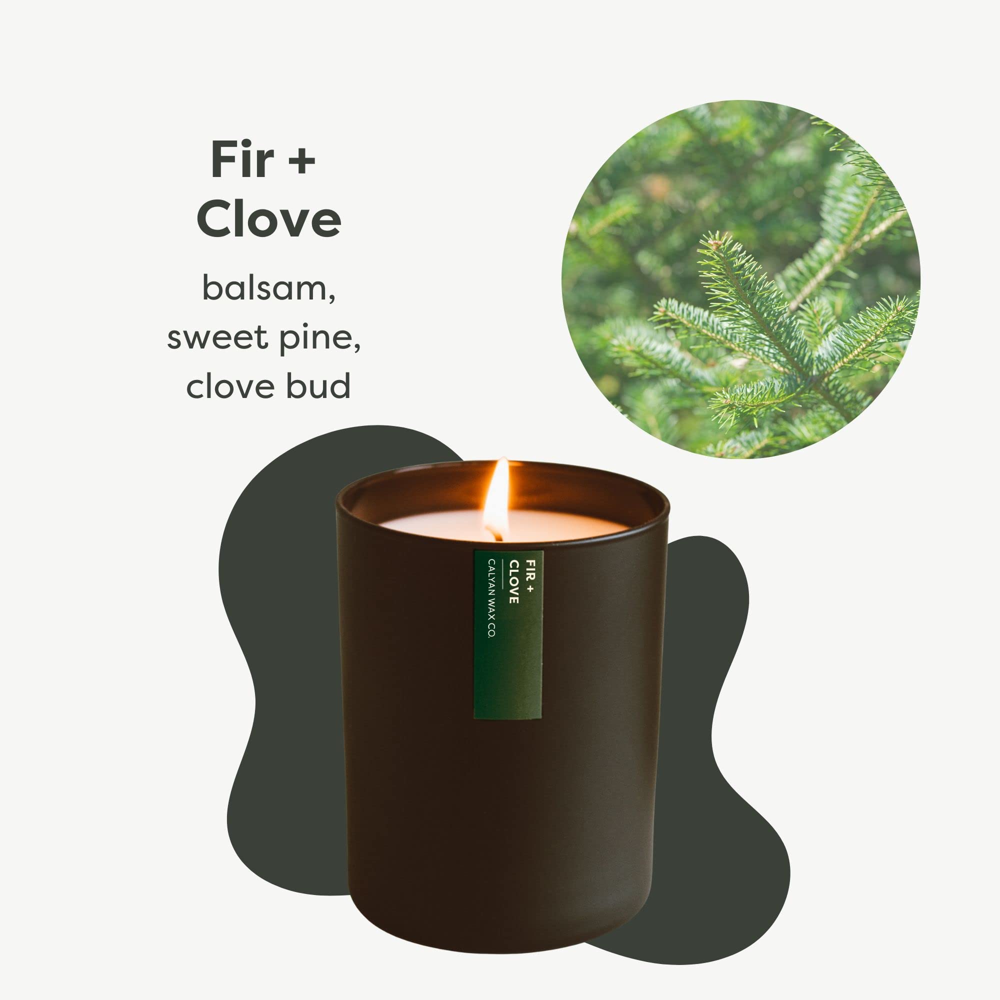 Calyan Wax Co Fir & Clove closeup showcasing pine and clove notes