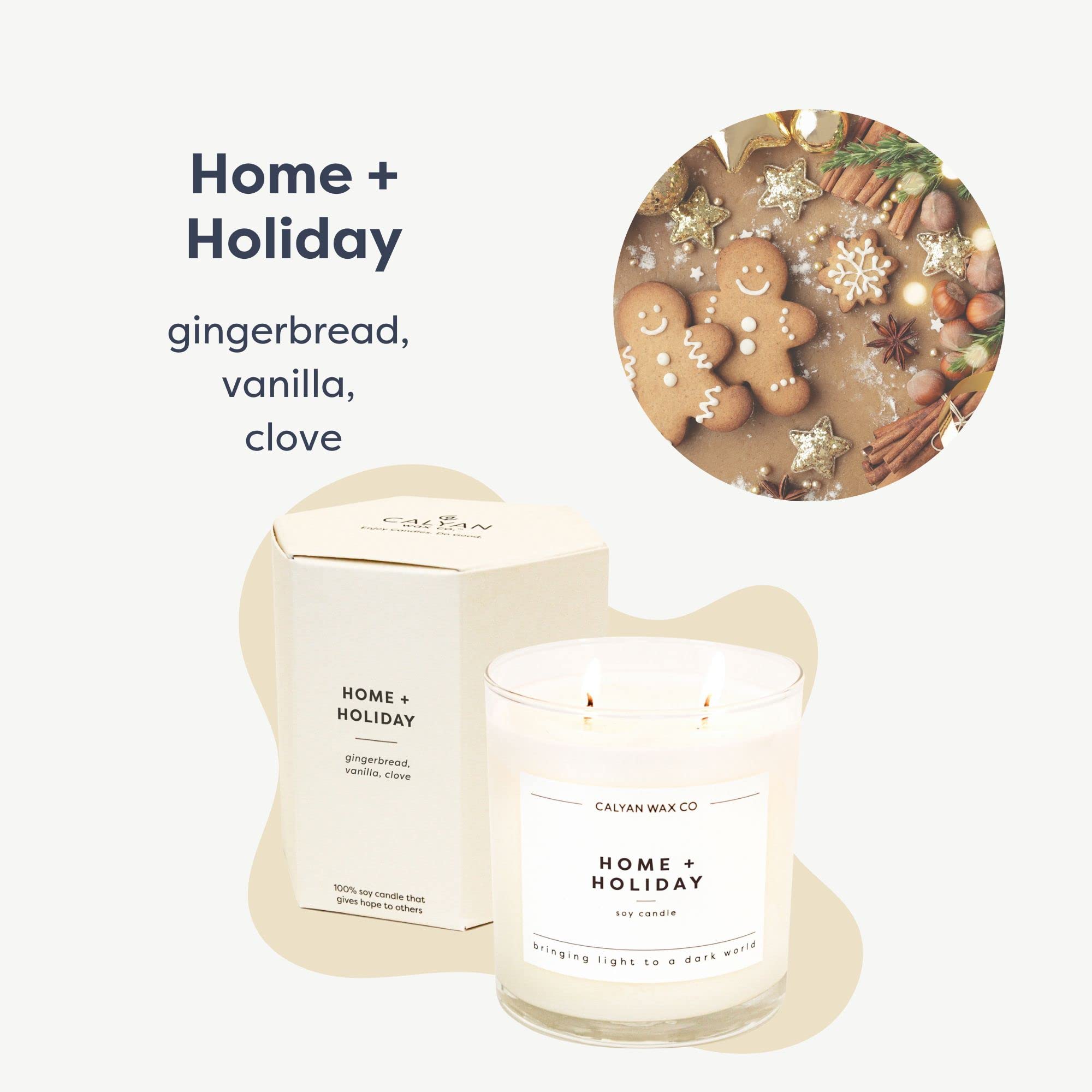 Calyan Wax Co. Home & Holiday 2-Wick jar side view, enhances cozy evenings.