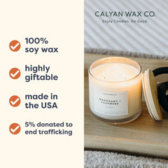 Calyan Wax Co Lavender and Bergamot wooden lid adds refined jar aesthetic
