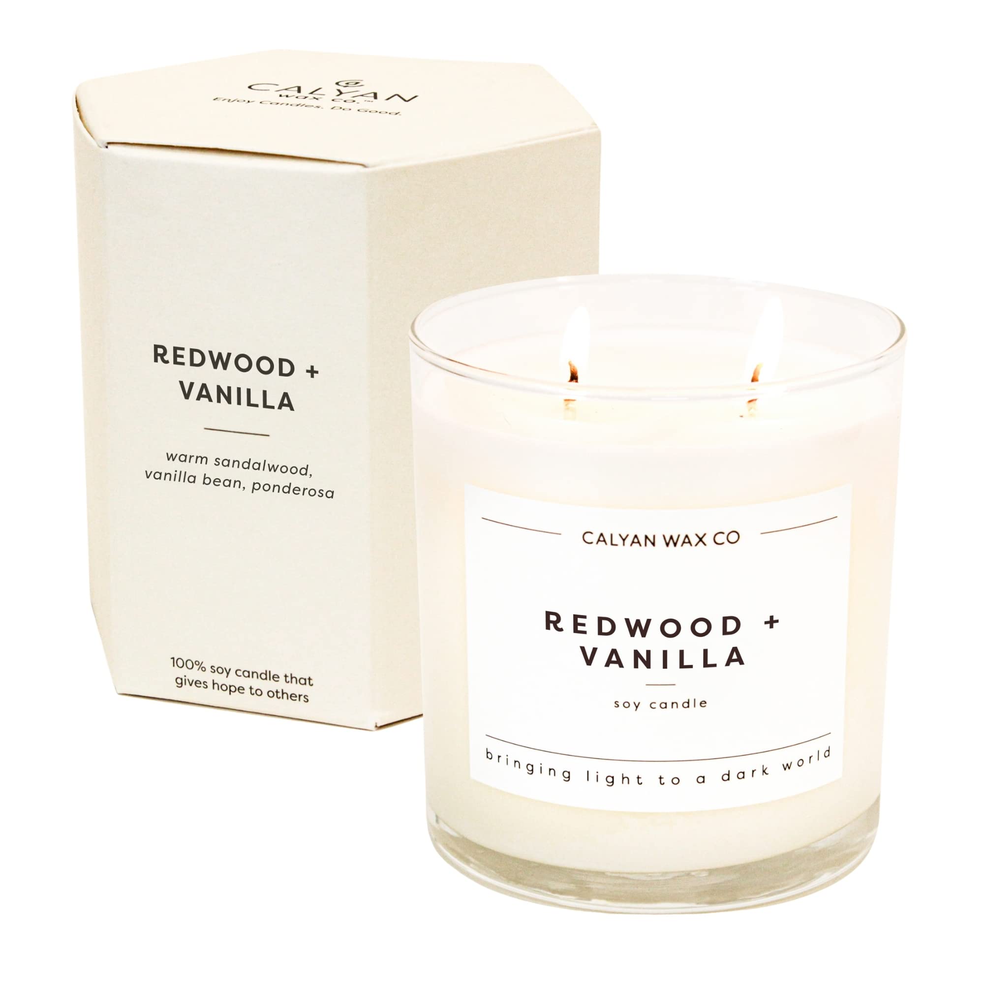Calyan Wax Co. Redwood and Vanilla 2 Wick jar for a long-lasting aroma in living spaces