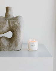 Calyan Wax Co. Redwood and Vanilla soft glow in a room ambiance