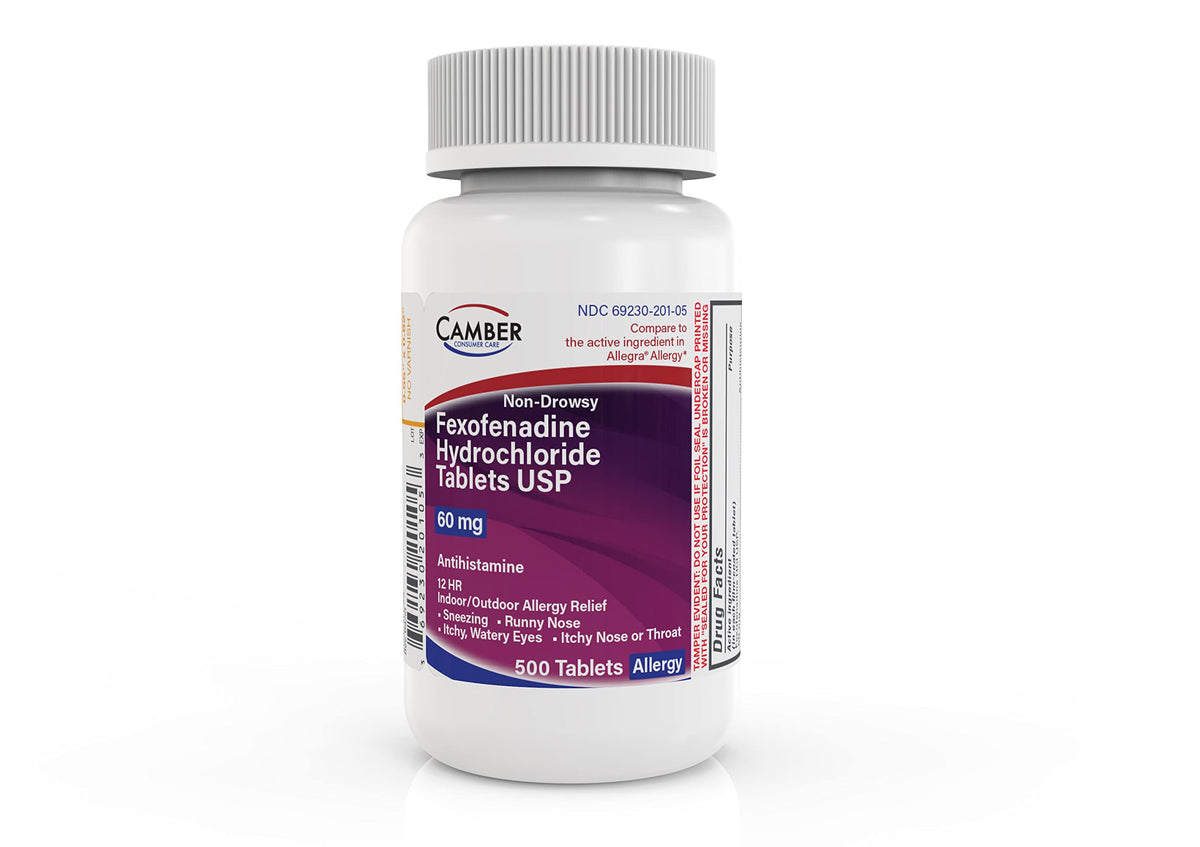Camber 12 Hr Fexofenadine bottle for all-day non-drowsy allergy relief.
