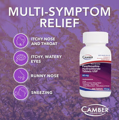 Close-up of Camber 12 Hr tablets showing 60 mg dose for 12-hour relief.